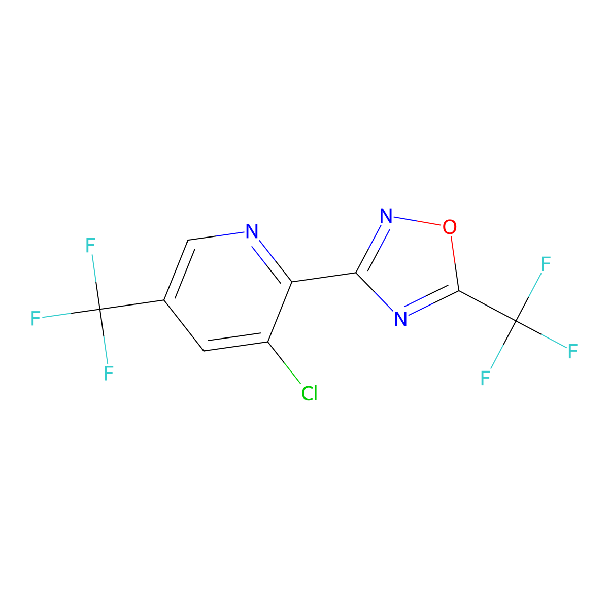 3-Chloro-5-(trifluoromethyl)-2-[5-(trifluoromethyl)-1,2,4-oxadiazol-3-yl]pyridine molecular structure, CAS 303997-65-1
