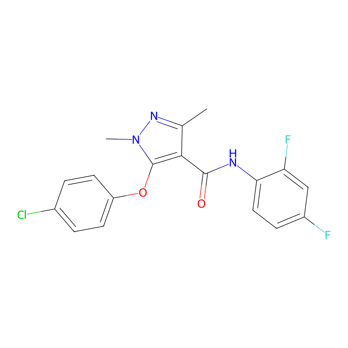 5-(4-chlorophenoxy)-N-(2,4-difluorophenyl)-1,3-dimethyl-1H-pyrazole-4-carboxamide molecular structure, CAS 303997-83-3