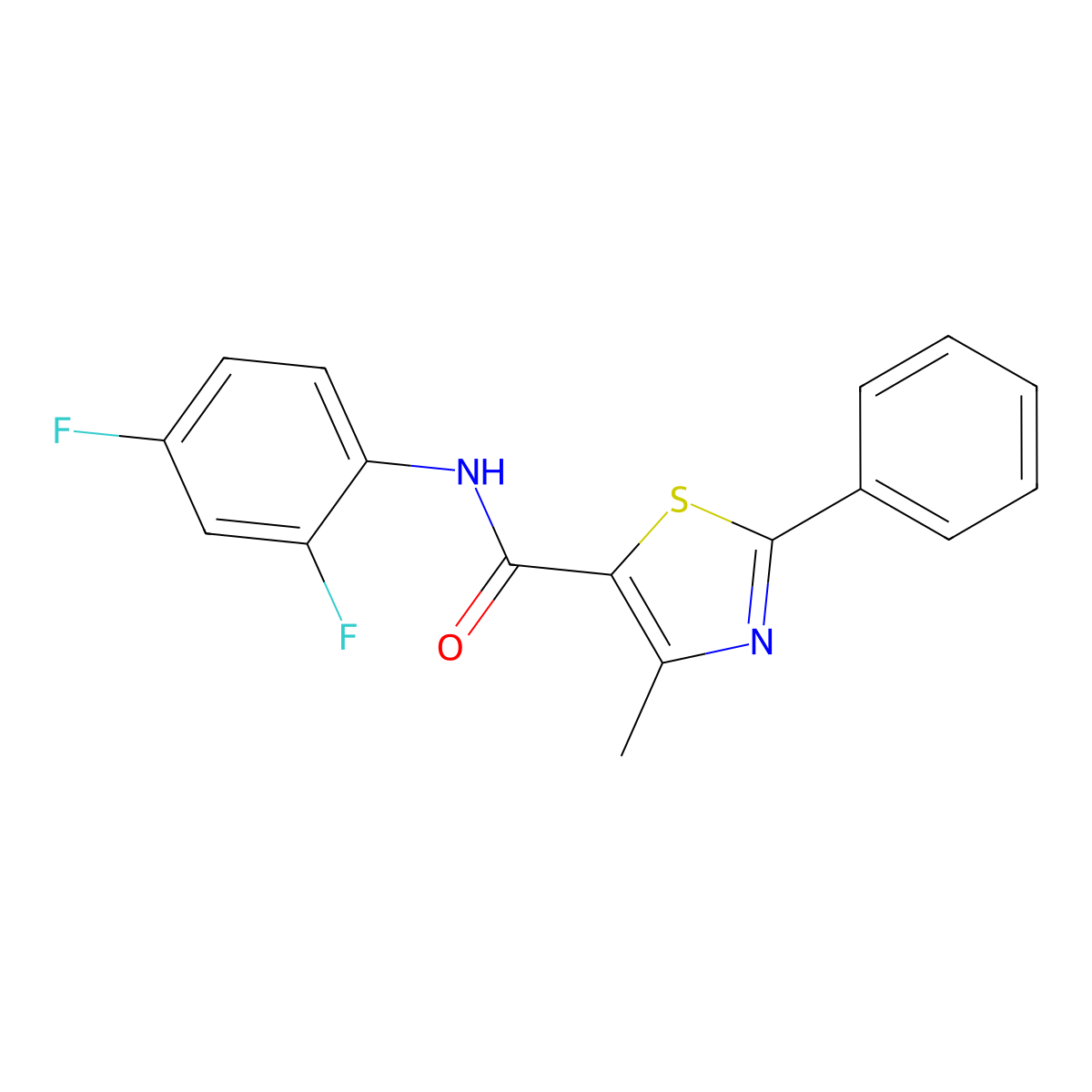 N-(2,4-difluorophenyl)-4-methyl-2-phenyl-1,3-thiazole-5-carboxamide molecular structure, CAS 303997-94-6