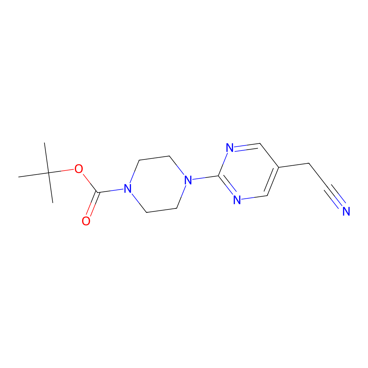 tert-Butyl 4-(5-(cyanomethyl)pyrimidin-2-yl)piperazine-1-carboxylate molecular structure, CAS 3039972-85-2