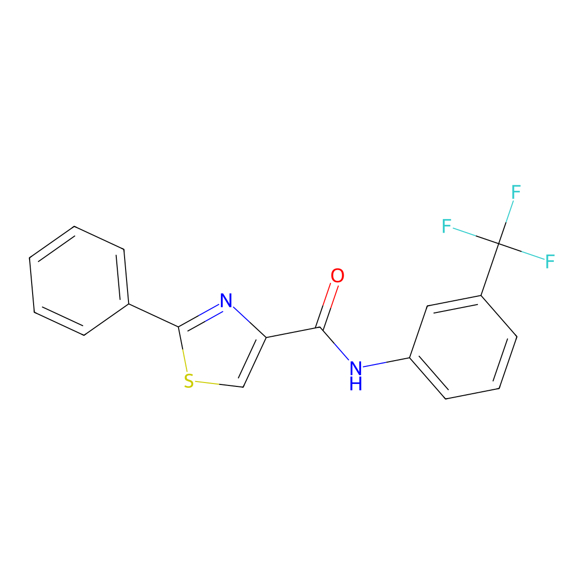2-phenyl-N-[3-(trifluoromethyl)phenyl]-1,3-thiazole-4-carboxamide molecular structure, CAS 303998-11-0