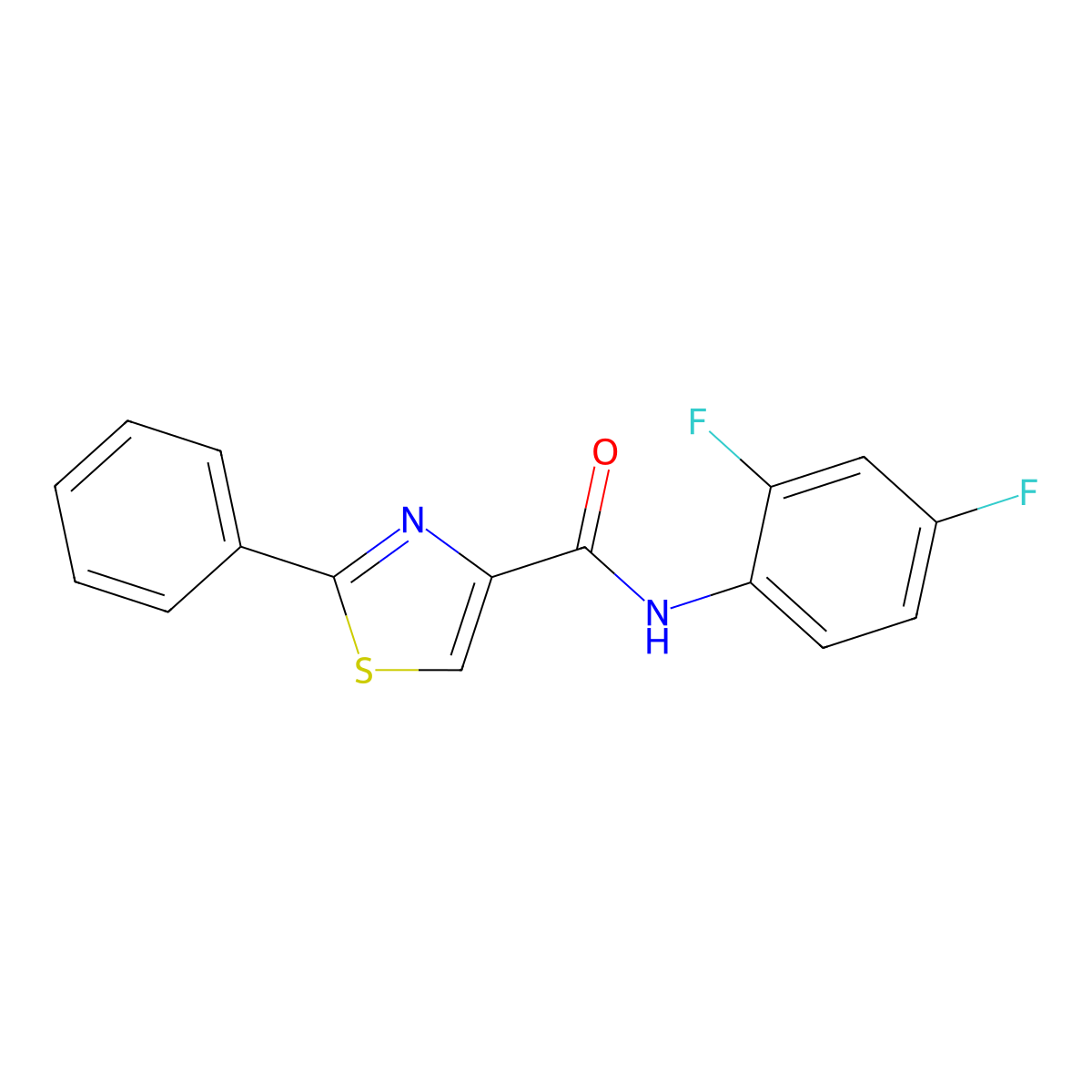 N-(2,4-difluorophenyl)-2-phenyl-1,3-thiazole-4-carboxamide molecular structure, CAS 303998-12-1