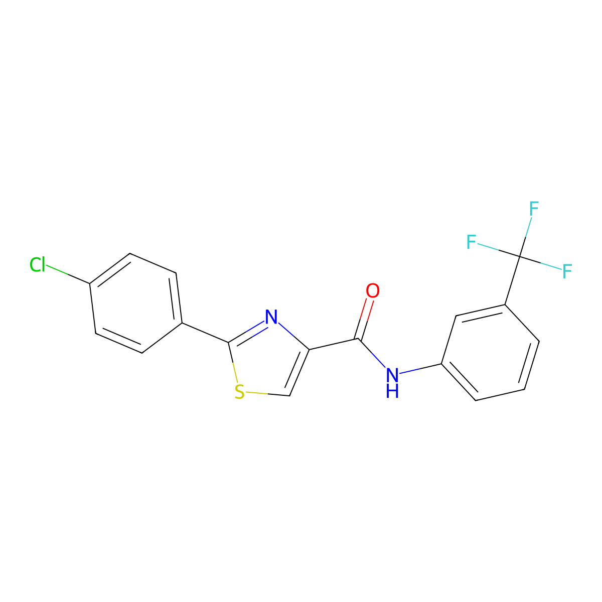 2-(4-Chlorophenyl)-N-(3-(trifluoromethyl)phenyl)thiazole-4-carboxamide molecular structure, CAS 303998-34-7