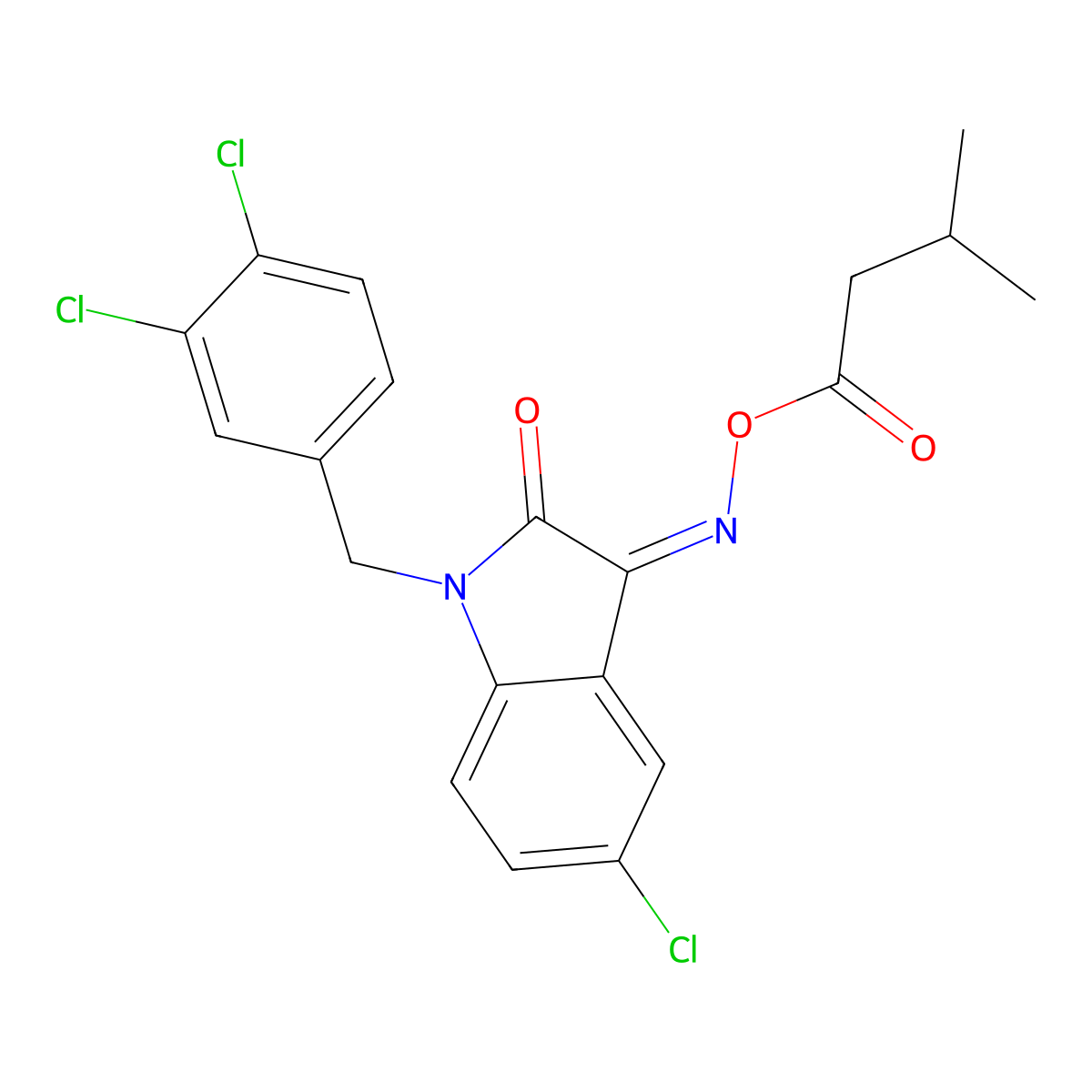 [[5-Chloro-1-[(3,4-dichlorophenyl)methyl]-2-oxoindol-3-ylidene]amino] 3-methylbutanoate molecular structure, CAS 303998-57-4