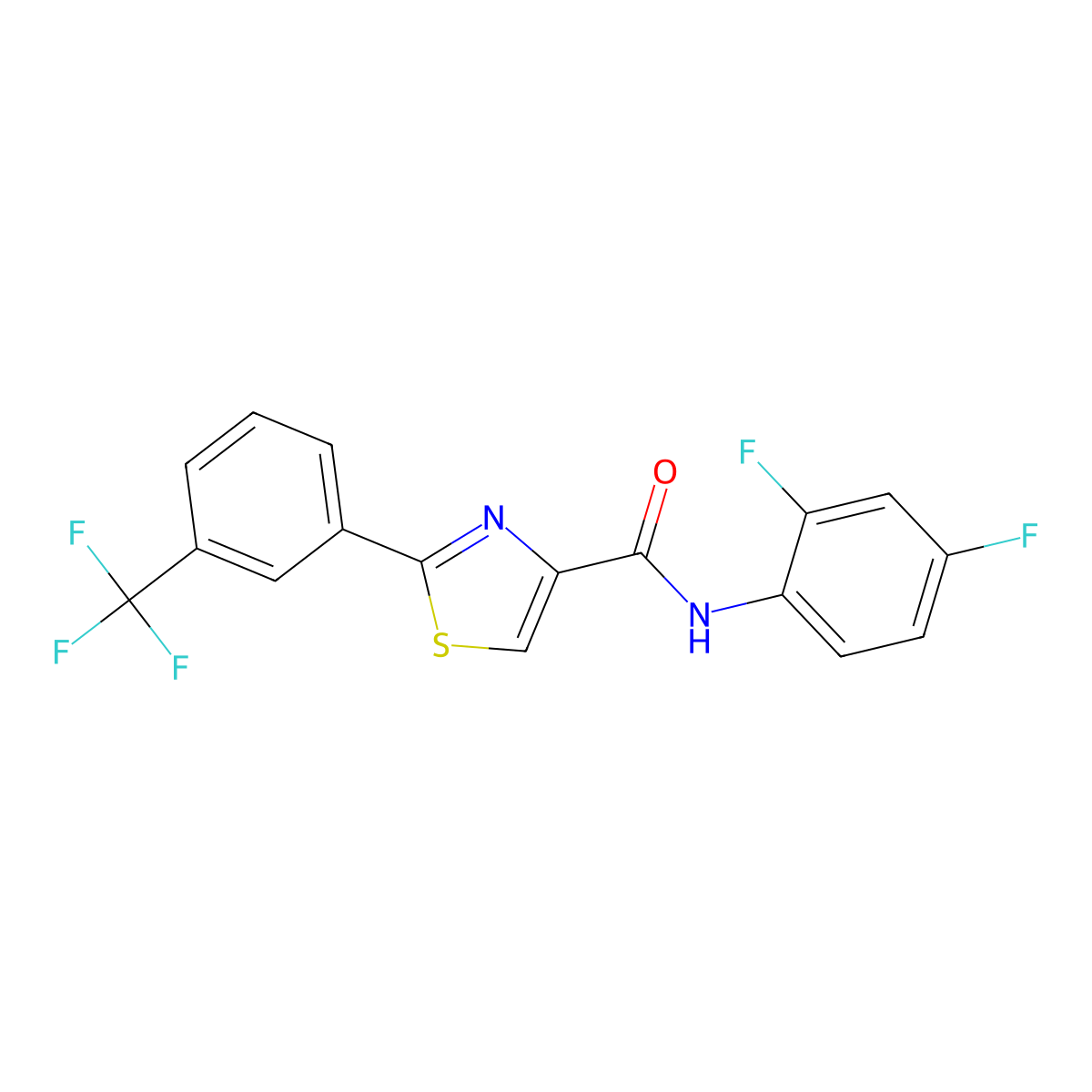 N-(2,4-difluorophenyl)-2-[3-(trifluoromethyl)phenyl]-1,3-thiazole-4-carboxamide molecular structure, CAS 303998-63-2