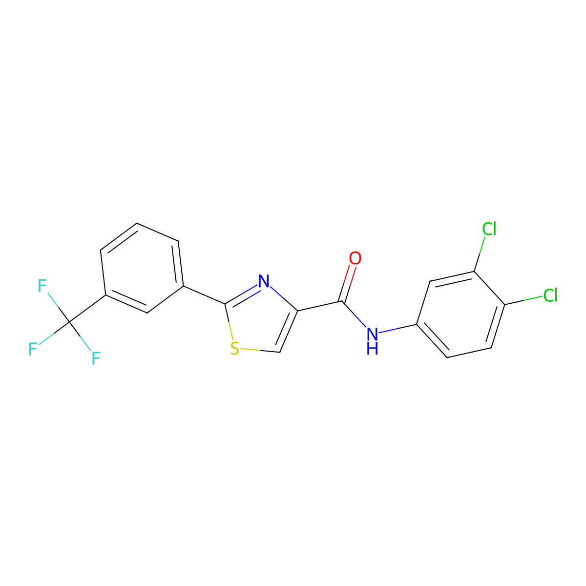 N-(3,4-dichlorophenyl)-2-[3-(trifluoromethyl)phenyl]-1,3-thiazole-4-carboxamide molecular structure, CAS 303998-65-4