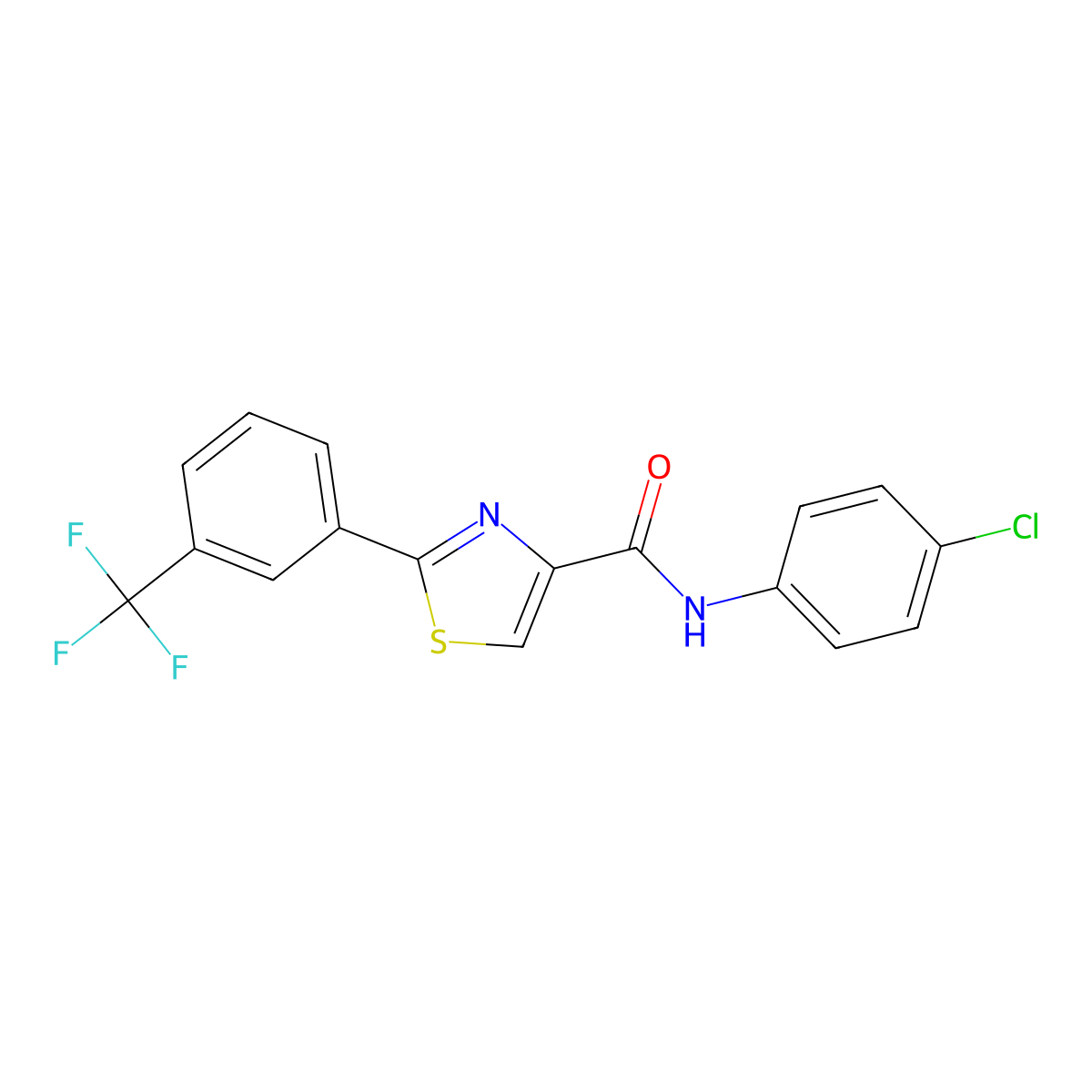 N-(4-chlorophenyl)-2-[3-(trifluoromethyl)phenyl]-1,3-thiazole-4-carboxamide molecular structure, CAS 303998-66-5