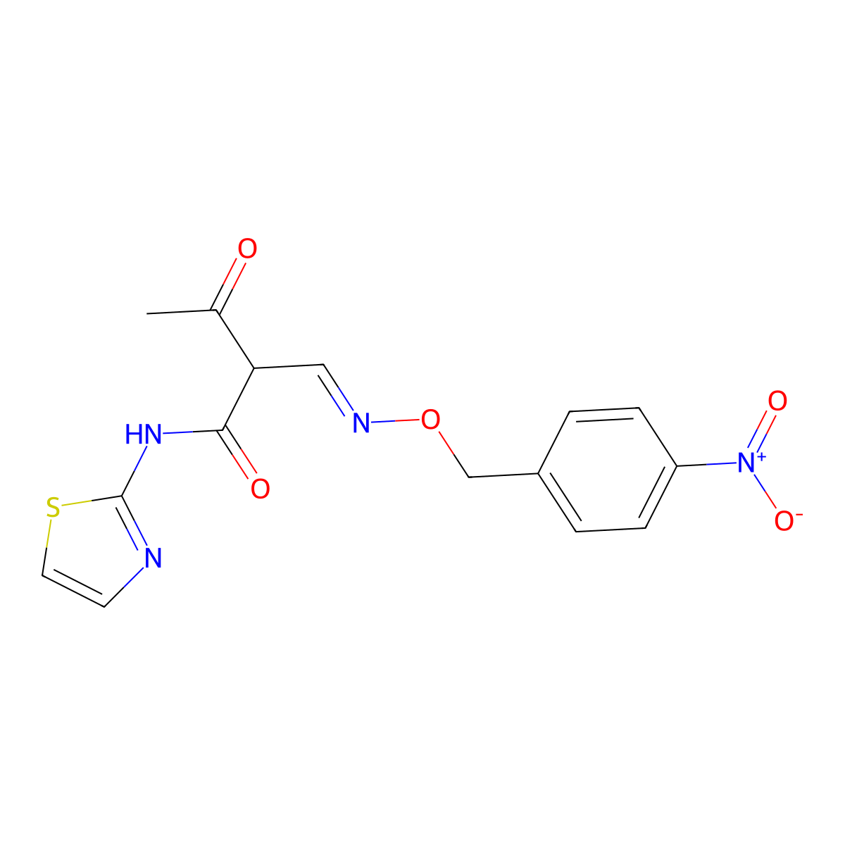 2-({[(4-nitrobenzyl)oxy]imino}methyl)-3-oxo-N-(1,3-thiazol-2-yl)butanamide molecular structure, CAS 303998-70-1