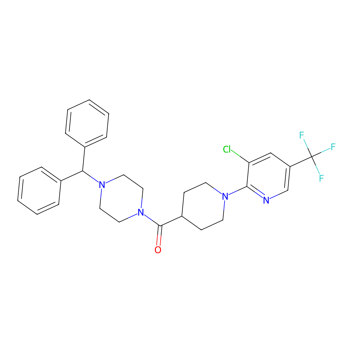 (4-Benzhydrylpiperazino){1-[3-chloro-5-(trifluoromethyl)-2-pyridinyl]-4-piperidinyl}methanone molecular structure, CAS 303998-74-5