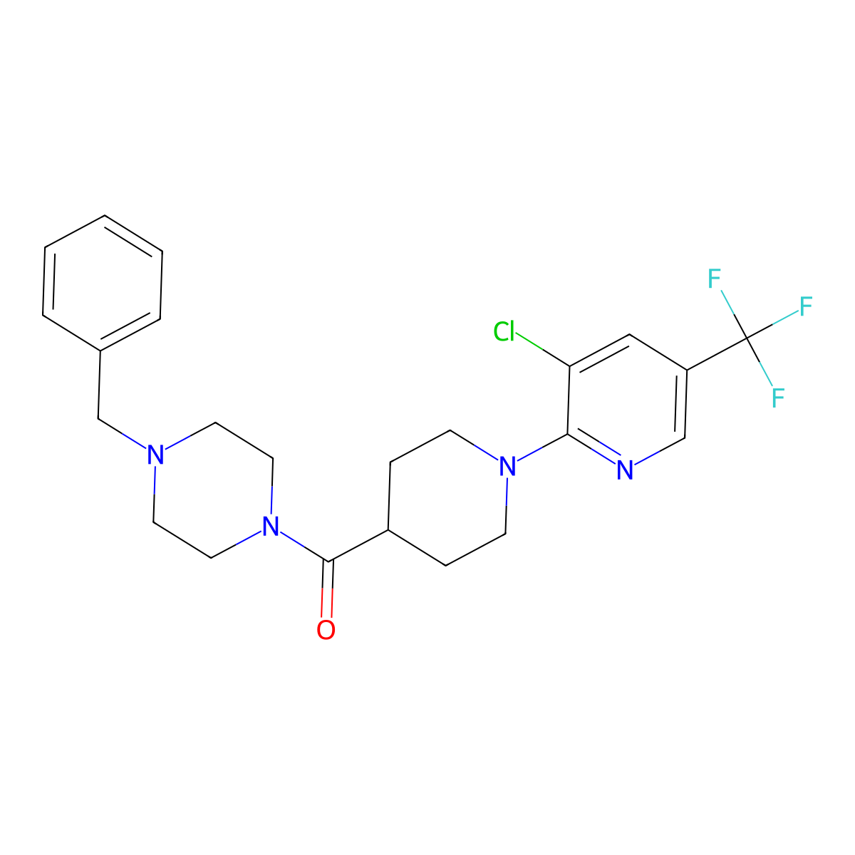 (4-Benzylpiperazino){1-[3-chloro-5-(trifluoromethyl)-2-pyridinyl]-4-piperidinyl}methanone molecular structure, CAS 303998-78-9