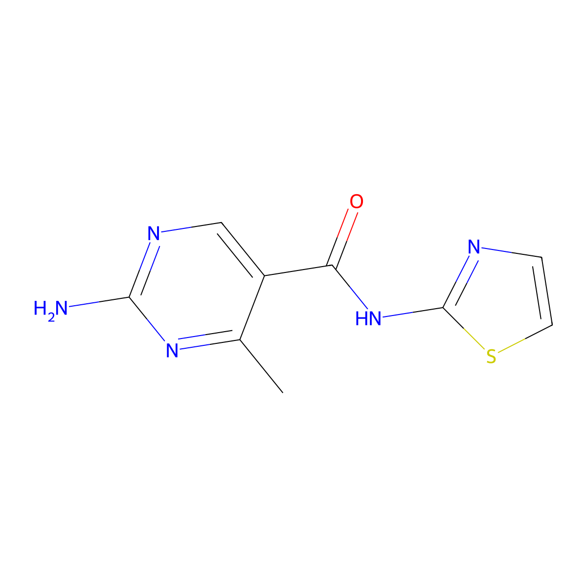 2-amino-4-methyl-N-(1,3-thiazol-2-yl)-5-pyrimidinecarboxamide molecular structure, CAS 303998-85-8