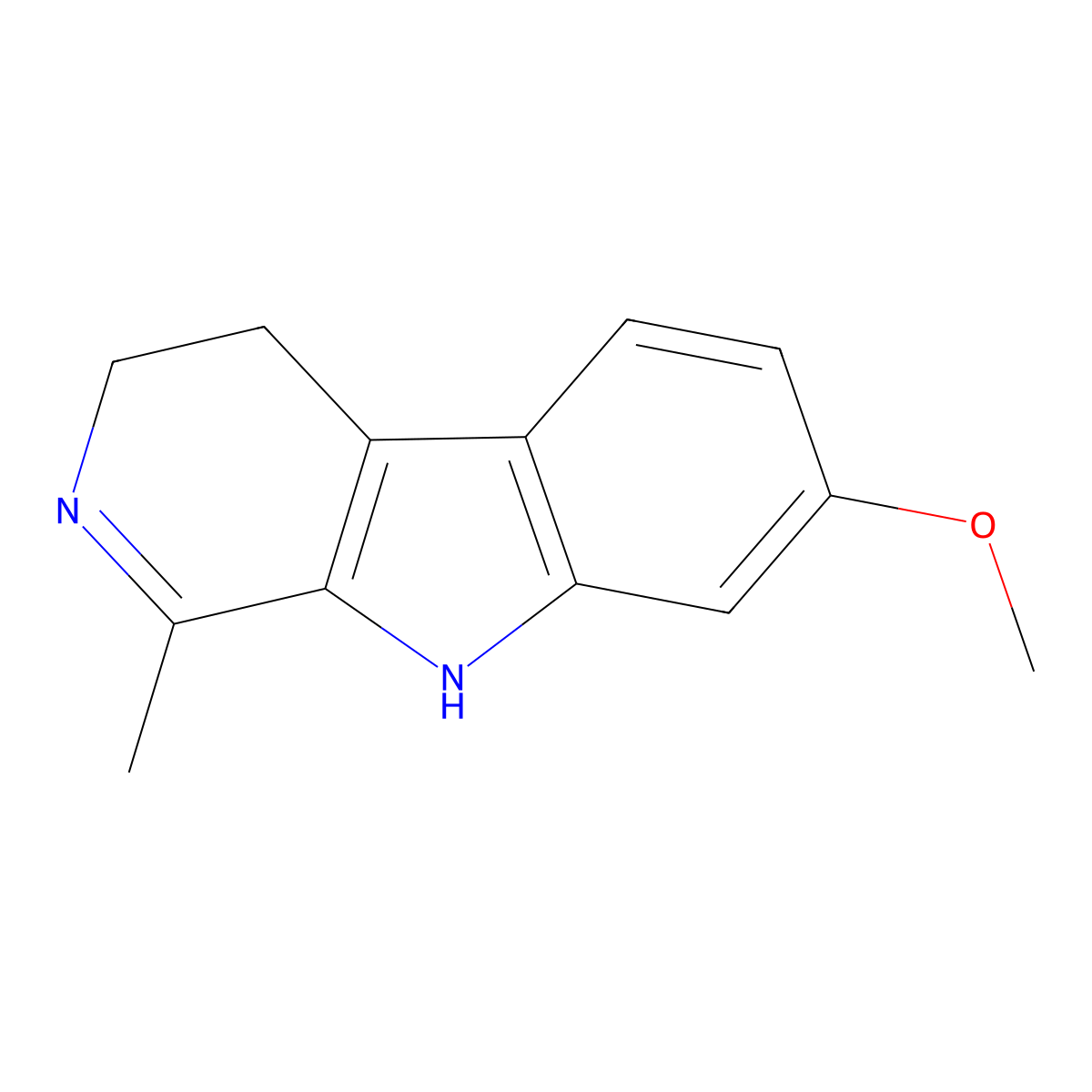 Harmaline molecular structure, CAS 304-21-2