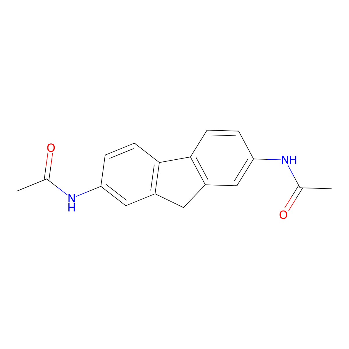 N,N'-9H-Fluorene-2,7-diylbis(acetamide) molecular structure, CAS 304-28-9