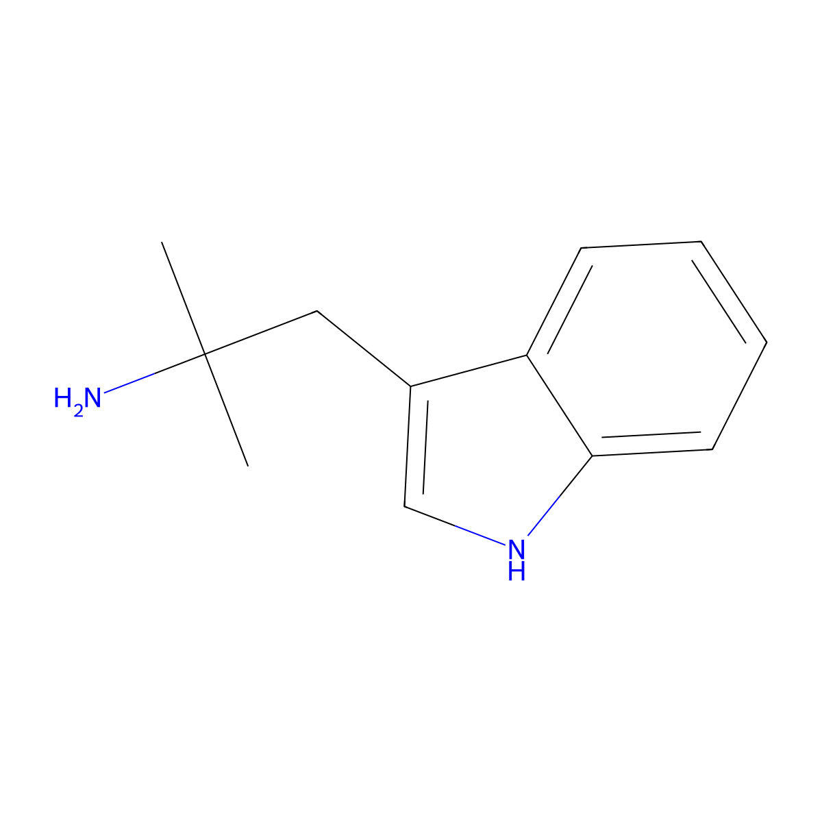 1-(1H-indol-3-yl)-2-methylpropan-2-amine molecular structure, CAS 304-53-0
