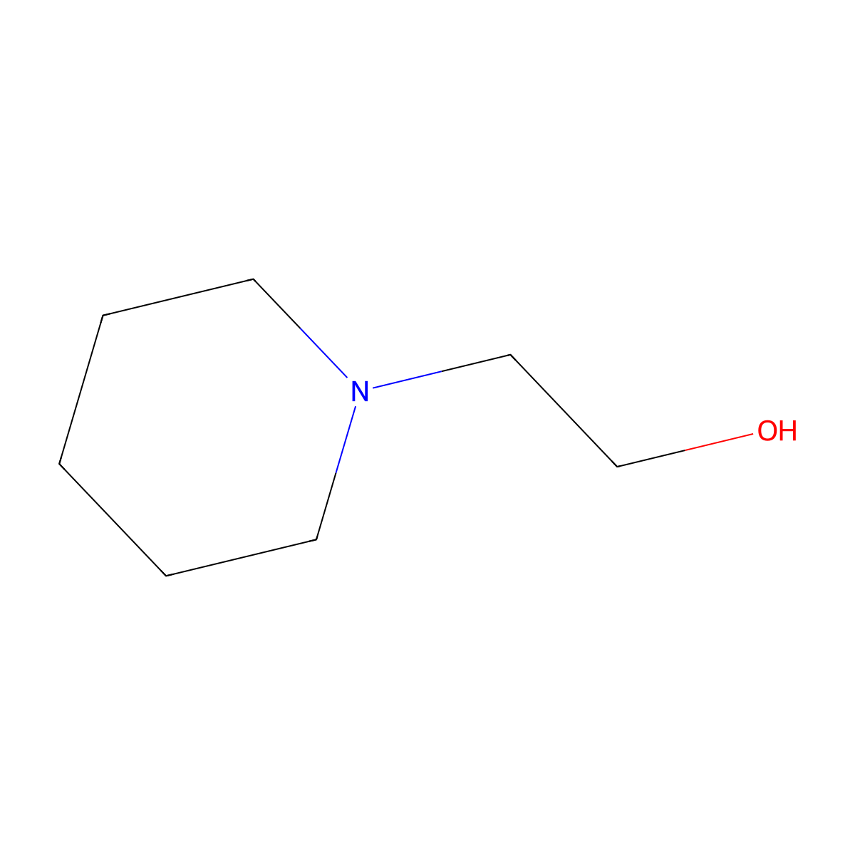N-Piperidinoethanol molecular structure, CAS 3040-44-6