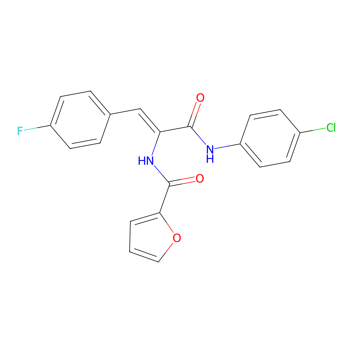 N-(4-Chlorophenyl)-3-(4-fluorophenyl)-2-(furan-2-ylformamido)prop-2-enamide molecular structure, CAS 304000-33-7