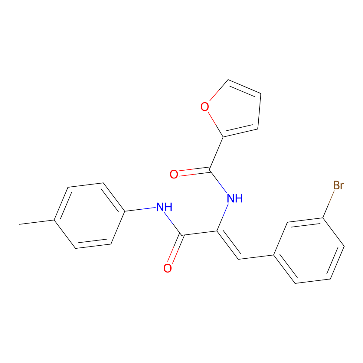 3-(3-Bromophenyl)-2-(furan-2-ylformamido)-N-(4-methylphenyl)prop-2-enamide molecular structure, CAS 304000-84-8