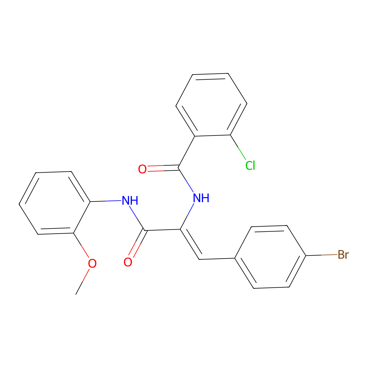 3-(4-Bromophenyl)-2-[(2-chlorophenyl)formamido]-N-(2-methoxyphenyl)prop-2-enamide molecular structure, CAS 304001-60-3