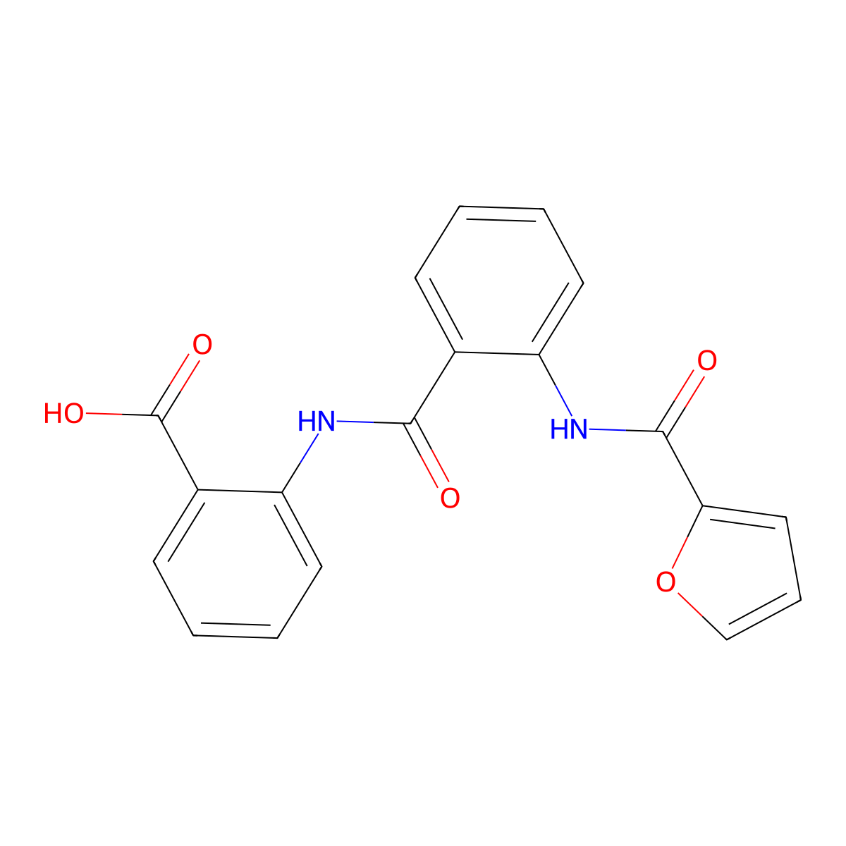 2-[[2-(Furan-2-carbonylamino)benzoyl]amino]benzoic acid molecular structure, CAS 304001-92-1