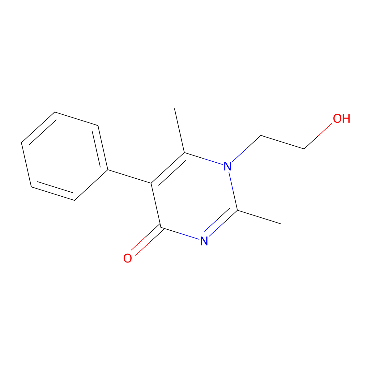 1-(2-Hydroxyethyl)-2,6-dimethyl-5-phenylpyrimidin-4-one molecular structure, CAS 304002-08-2