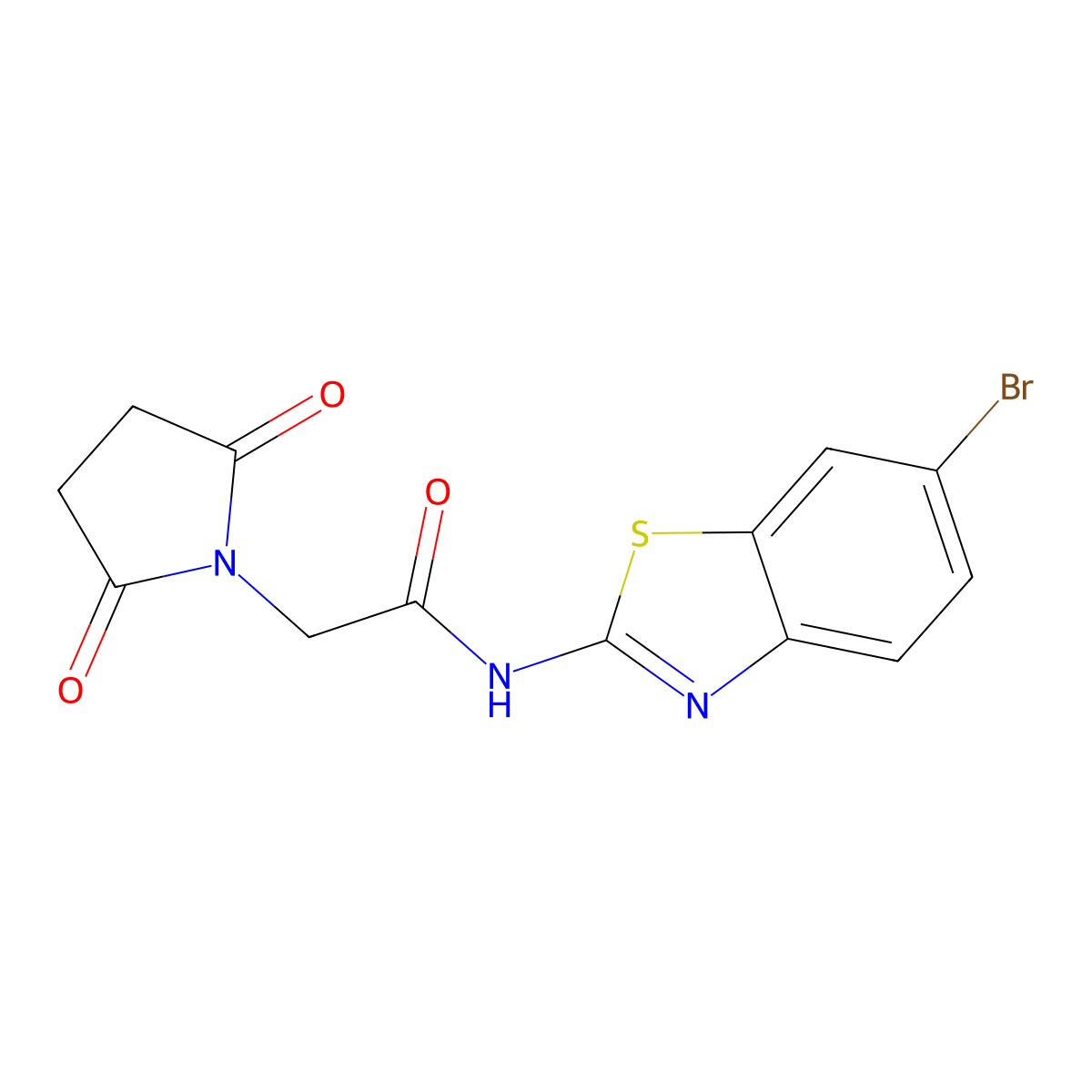 N-(6-bromo-1,3-benzothiazol-2-yl)-2-(2,5-dioxopyrrolidin-1-yl)acetamide molecular structure, CAS 304003-68-7