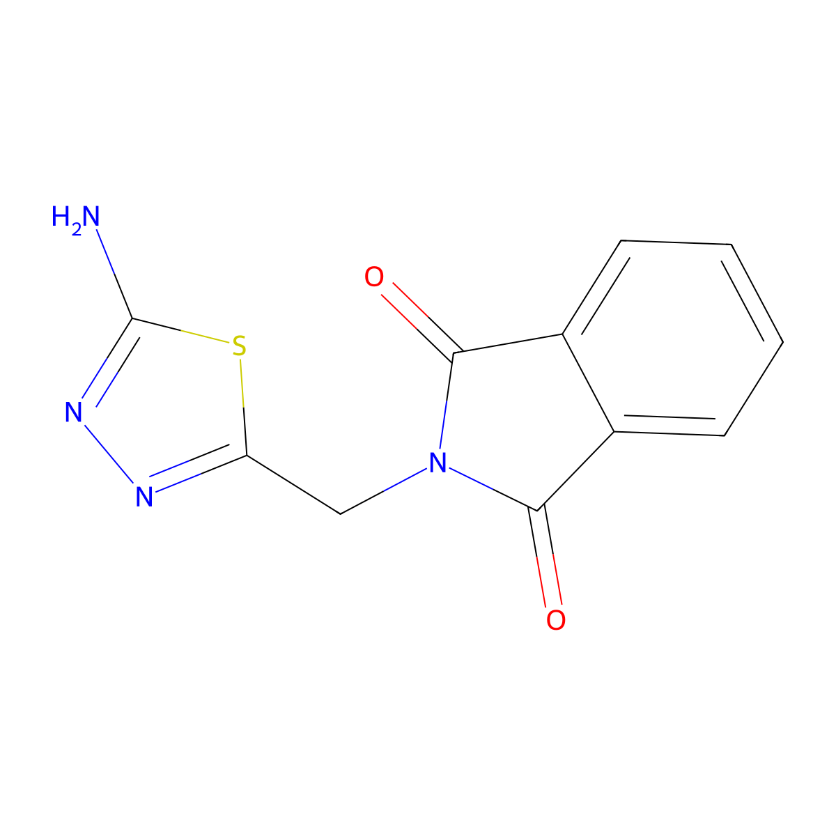 2-((5-Amino-1,3,4-thiadiazol-2-yl)methyl)isoindoline-1,3-dione molecular structure, CAS 304003-84-7