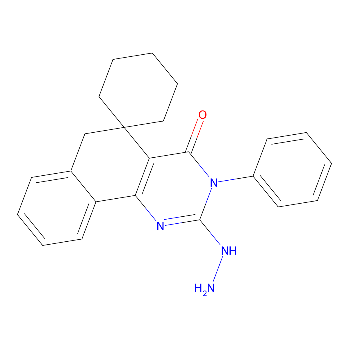 2-hydrazinyl-3-phenylspiro[6H-benzo[h]quinazoline-5,1'-cyclohexane]-4-one molecular structure, CAS 304012-22-4
