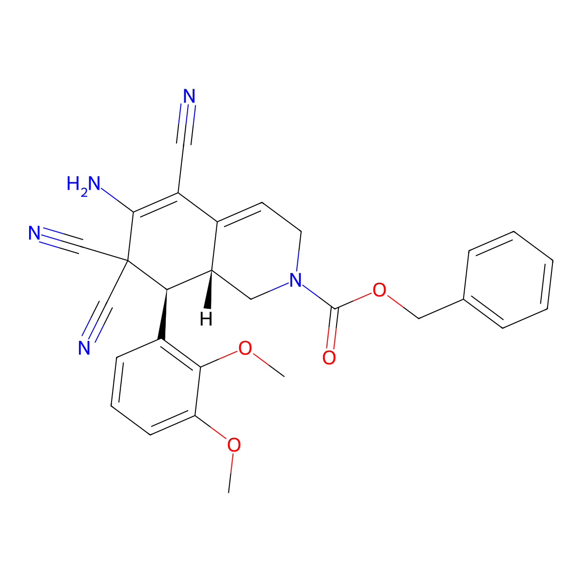 (8R,8aR)-benzyl 6-amino-5,7,7-tricyano-8-(2,3-dimethoxyphenyl)-1,7,8,8a-tetrahydroisoquinoline-2(3H)-carboxylate molecular structure, CAS 304013-01-2
