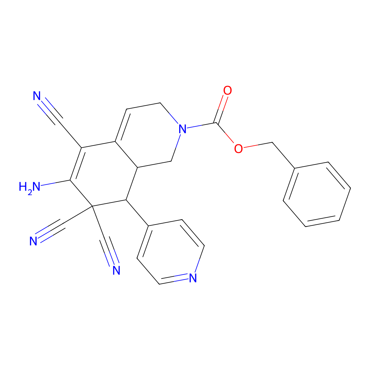 6-Amino-5,7,7-tricyano-8-pyridin-4-yl-1,3,8,8a-tetrahydroisoquinoline-2-carboxylic acid (phenylmethyl) ester molecular structure, CAS 304013-03-4