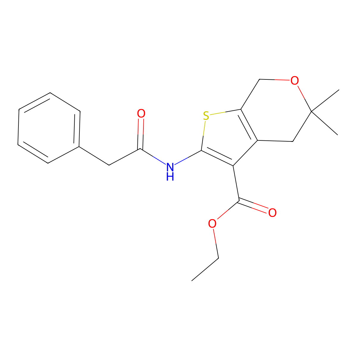 ethyl 5,5-dimethyl-2-[(phenylacetyl)amino]-4,7-dihydro-5H-thieno[2,3-c]pyran-3-carboxylate molecular structure, CAS 304013-25-0