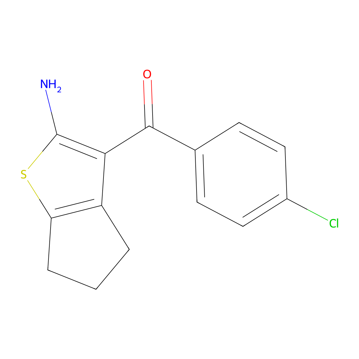 3-(4-chlorobenzoyl)-4H,5H,6H-cyclopenta(b)thiophen-2-amine molecular structure, CAS 304018-04-0