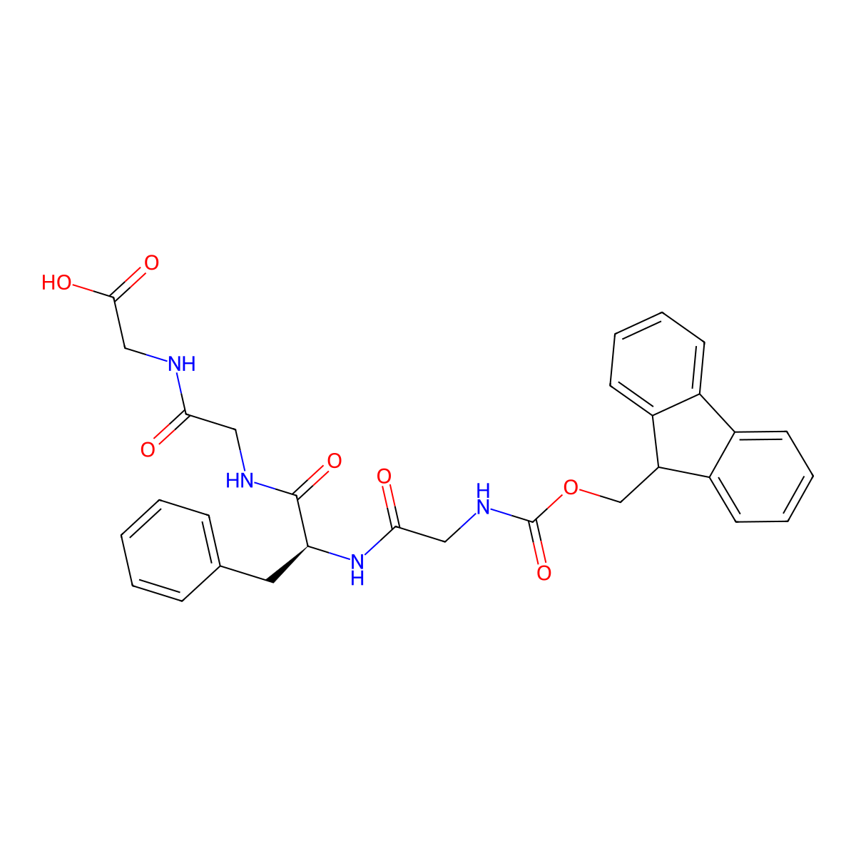 (((9H-Fluoren-9-yl)methoxy)carbonyl)glycyl-L-phenylalanylglycylglycine molecular structure, CAS 3040181-67-4