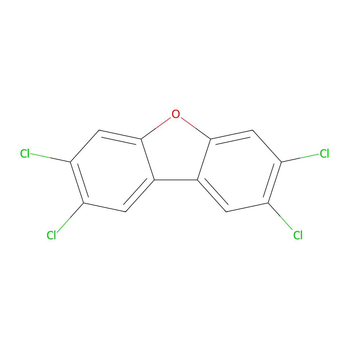 2,3,7,8-Tetrachlorodibenzofuran molecular structure, CAS 30402-14-3