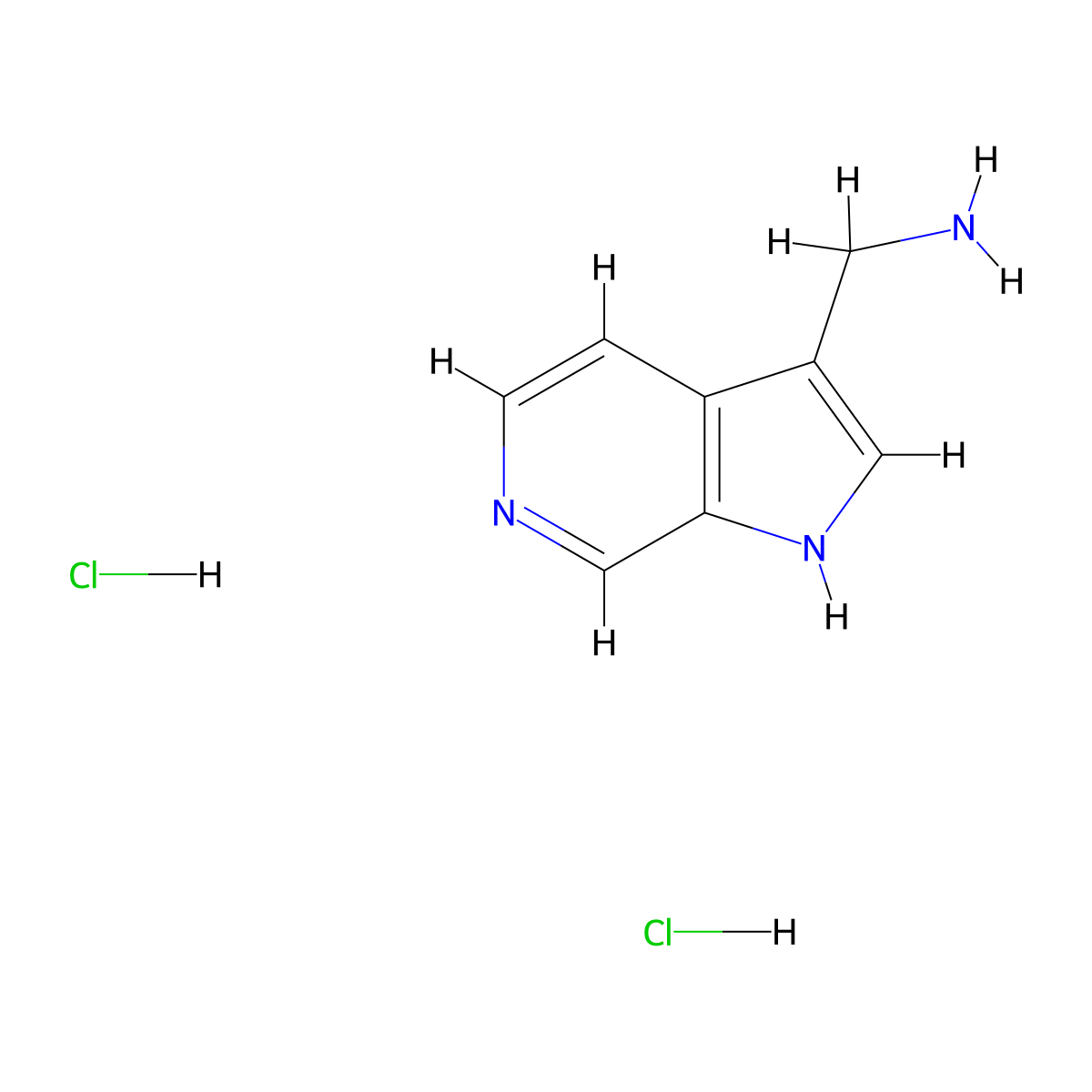 1-{1H-pyrrolo[2,3-c]pyridin-3-yl}methanamine dihydrochloride molecular structure, CAS 3040390-36-8