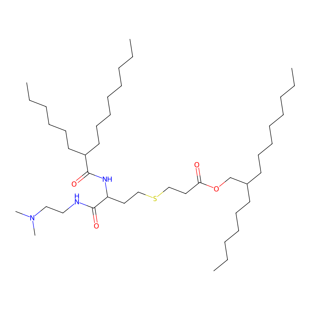 2-Hexyldecyl 3-[4-[2-(dimethylamino)ethylamino]-3-(2-hexyldecanoylamino)-4-oxobutyl]sulfanylpropanoate molecular structure, CAS 3040858-60-1