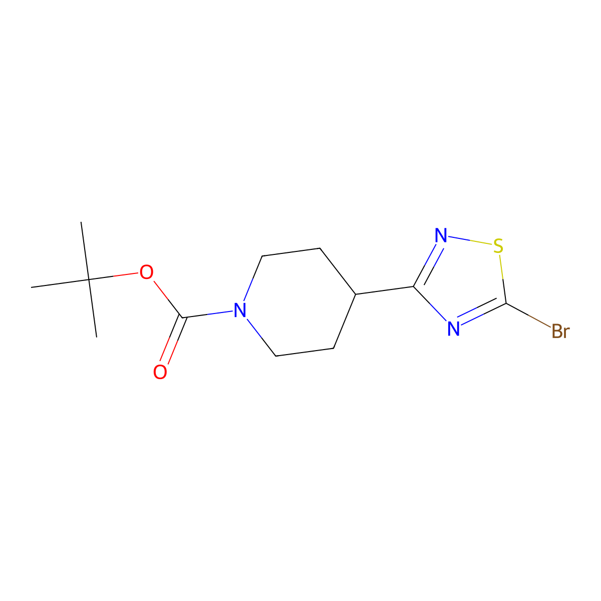 Tert-butyl 4-(5-bromo-1,2,4-thiadiazol-3-yl)piperidine-1-carboxylate molecular structure, CAS 3040991-59-8