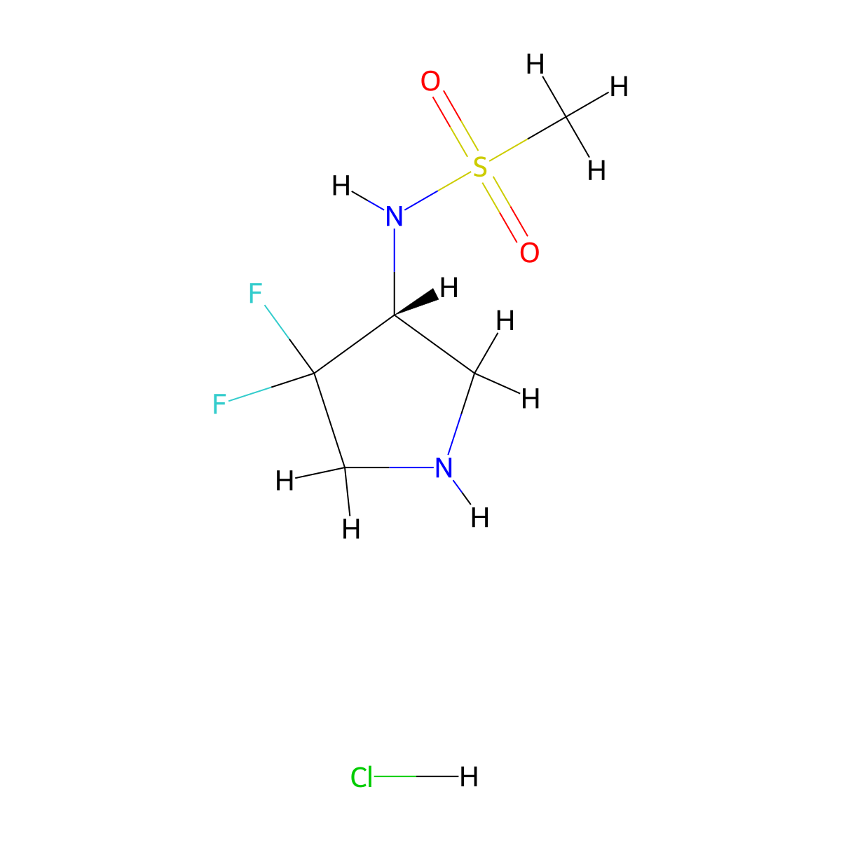 N-[(3R)-4,4-difluoropyrrolidin-3-yl]methanesulfonamide;hydrochloride molecular structure, CAS 3041181-70-5