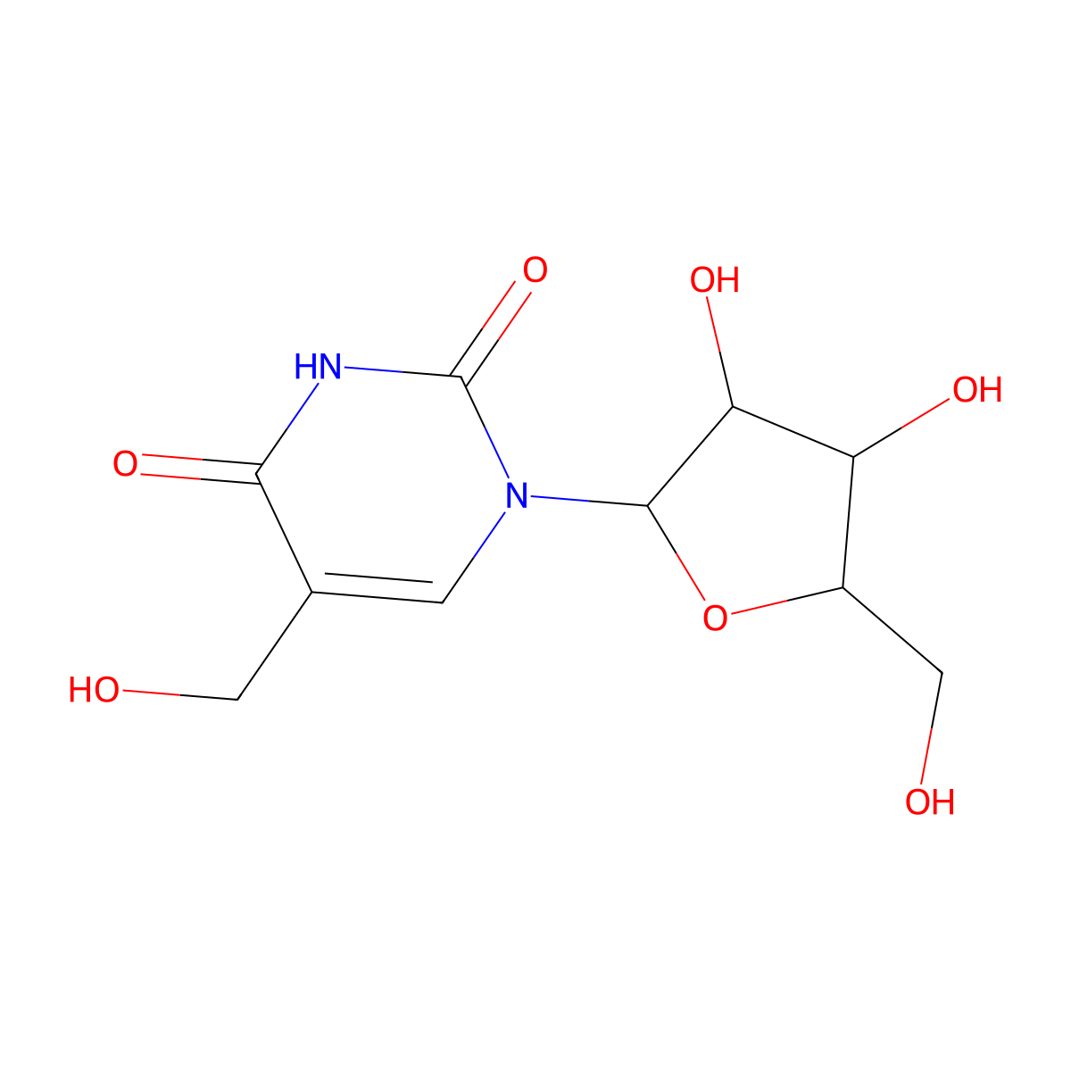 5-Hydroxymethyluridine molecular structure, CAS 30414-00-7