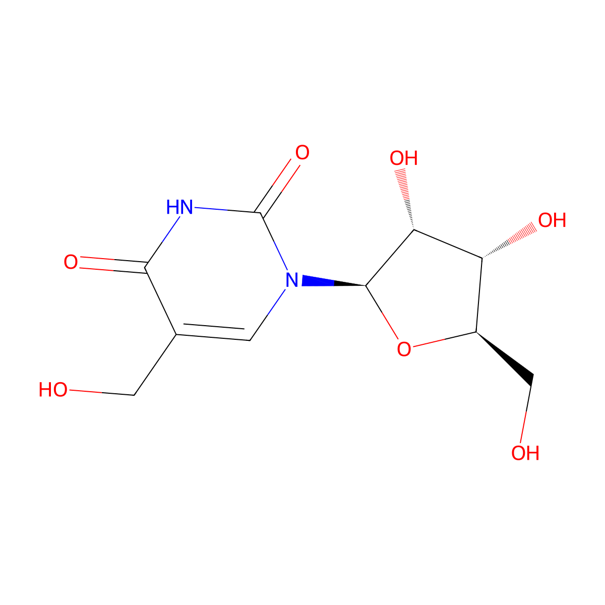5-Hydroxymethyluridine molecular structure, CAS 30414-00-7