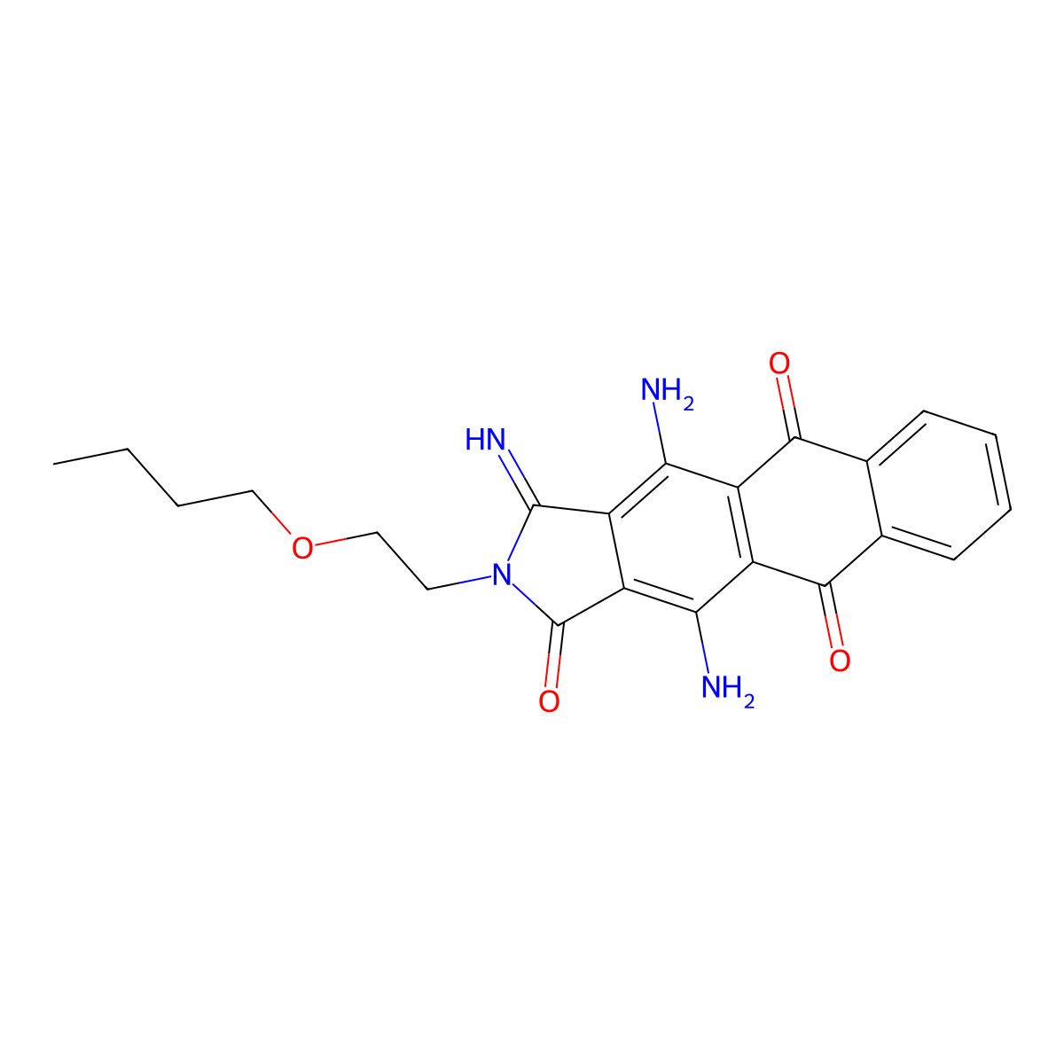 1H-Naphth[2,3-f]isoindole-1,5,10-trione, 4,11-diamino-2-(2-butoxyethyl)-2,3-dihydro-3-imino- molecular structure, CAS 30415-45-3