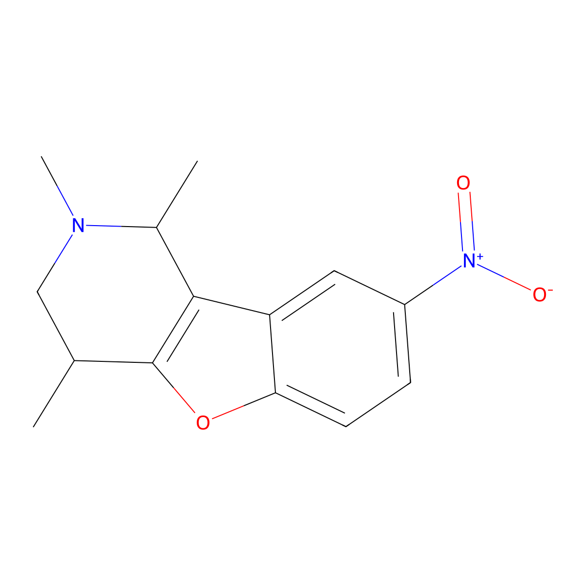 1,2,4-Trimethyl-8-nitro-1,2,3,4-tetrahydro[1]benzofuro[3,2-c]pyridine molecular structure, CAS 30417-86-8