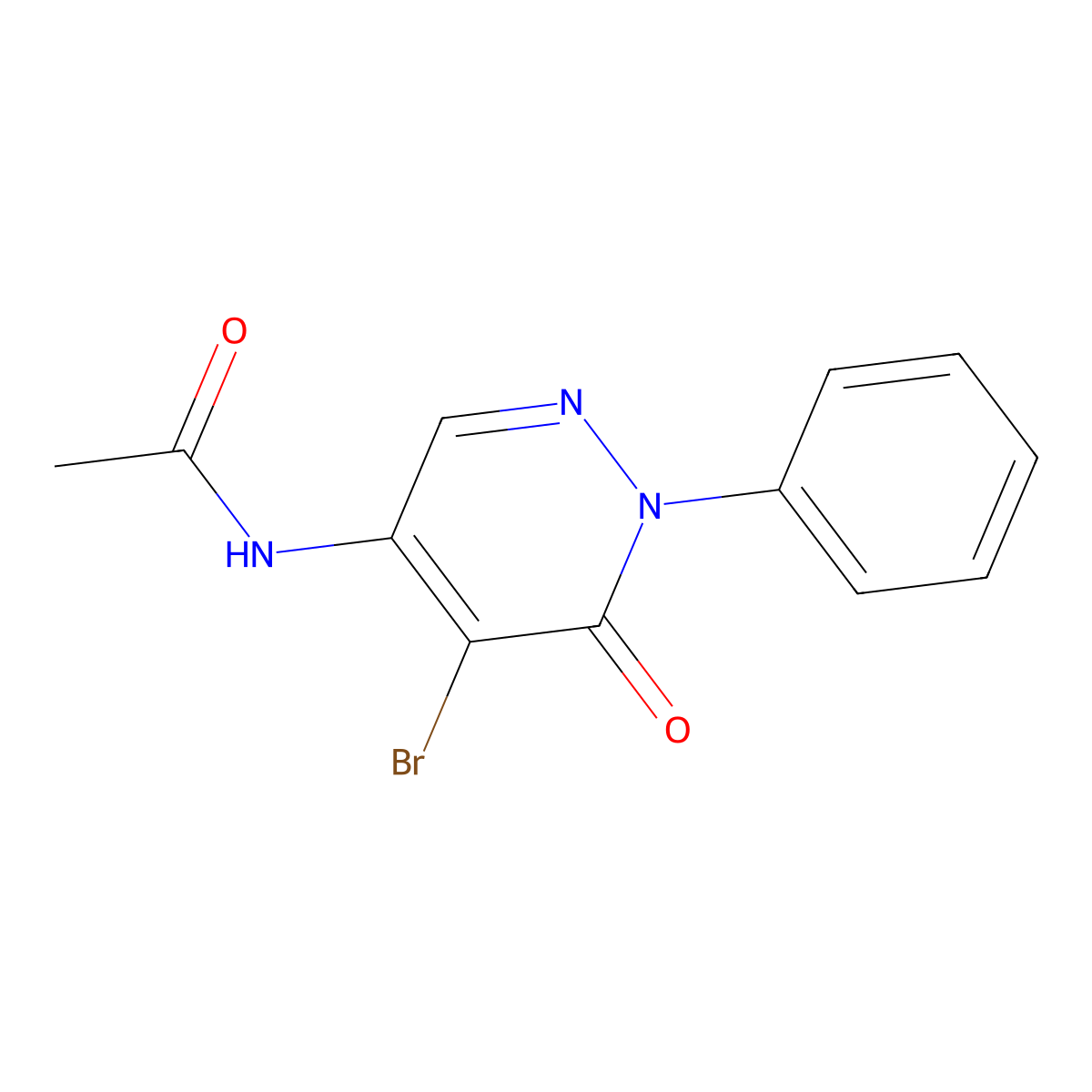 N-(5-Bromo-1,6-dihydro-6-oxo-1-phenyl-4-pyridazinyl)acetamide molecular structure, CAS 3042-85-1