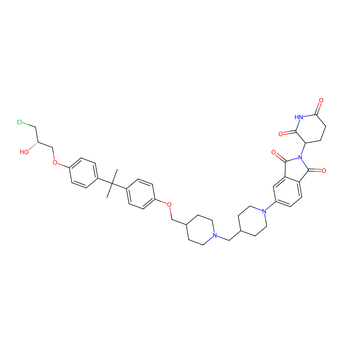 5-(4-((4-((4-(2-(4-((S)-3-Chloro-2-hydroxypropoxy)phenyl)propan-2-yl)phenoxy)methyl)piperidin-1-yl)methyl)piperidin-1-yl)-2-(2,6-dioxopiperidin-3-yl)isoindoline-1,3-dione molecular structure, CAS 3042820-12-9