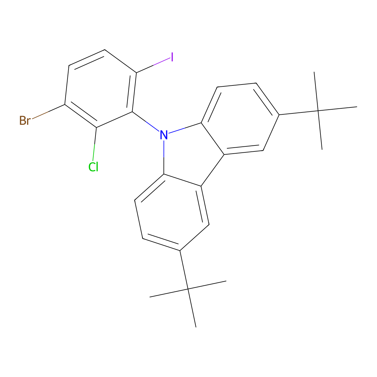 9-(3-Bromo-2-chloro-6-iodophenyl)-3,6-di-tert-butyl-9H-carbazole molecular structure, CAS 3042934-14-2