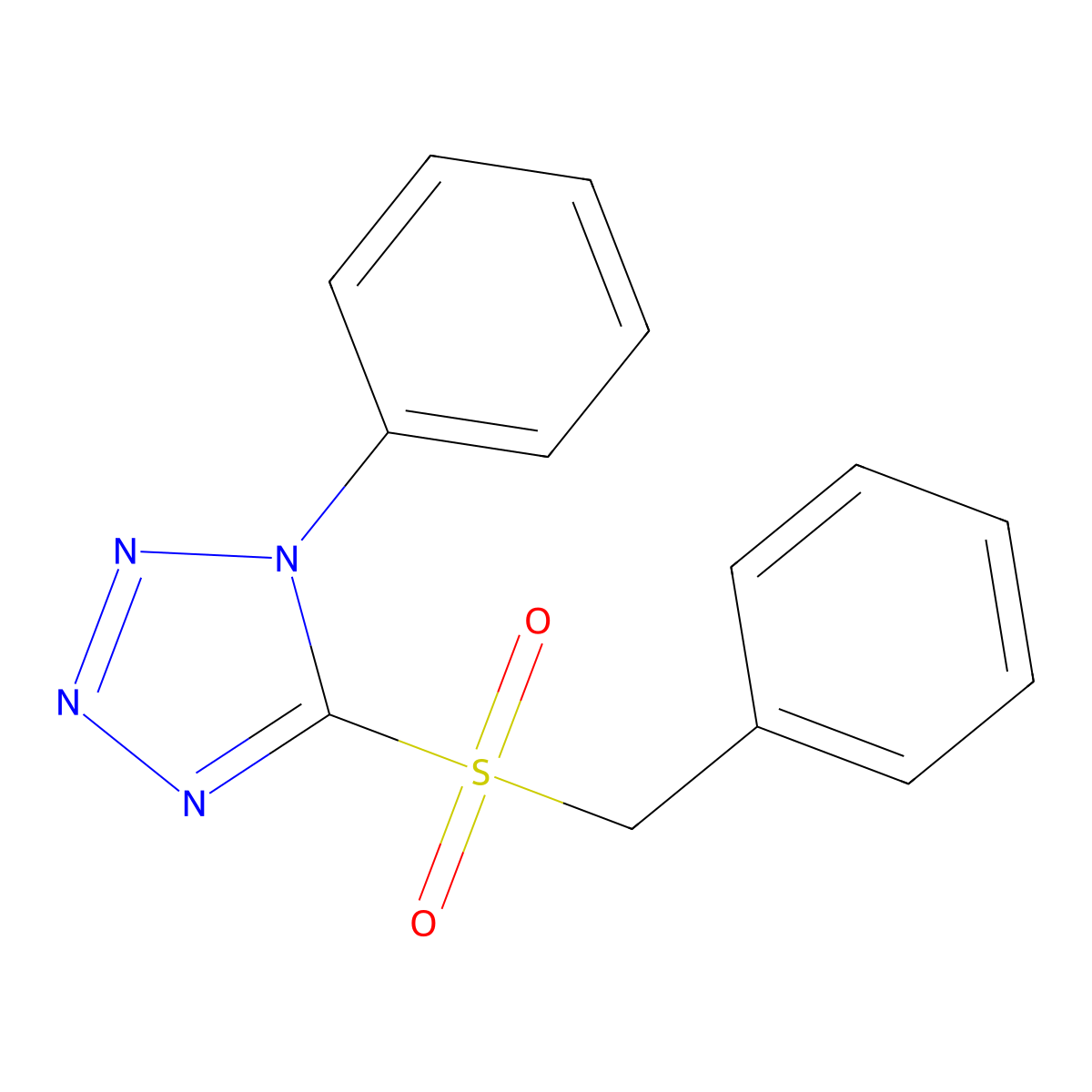 1-phenyl-5-phenylmethanesulfonyl-1H-1,2,3,4-tetrazole molecular structure, CAS 3043-65-0