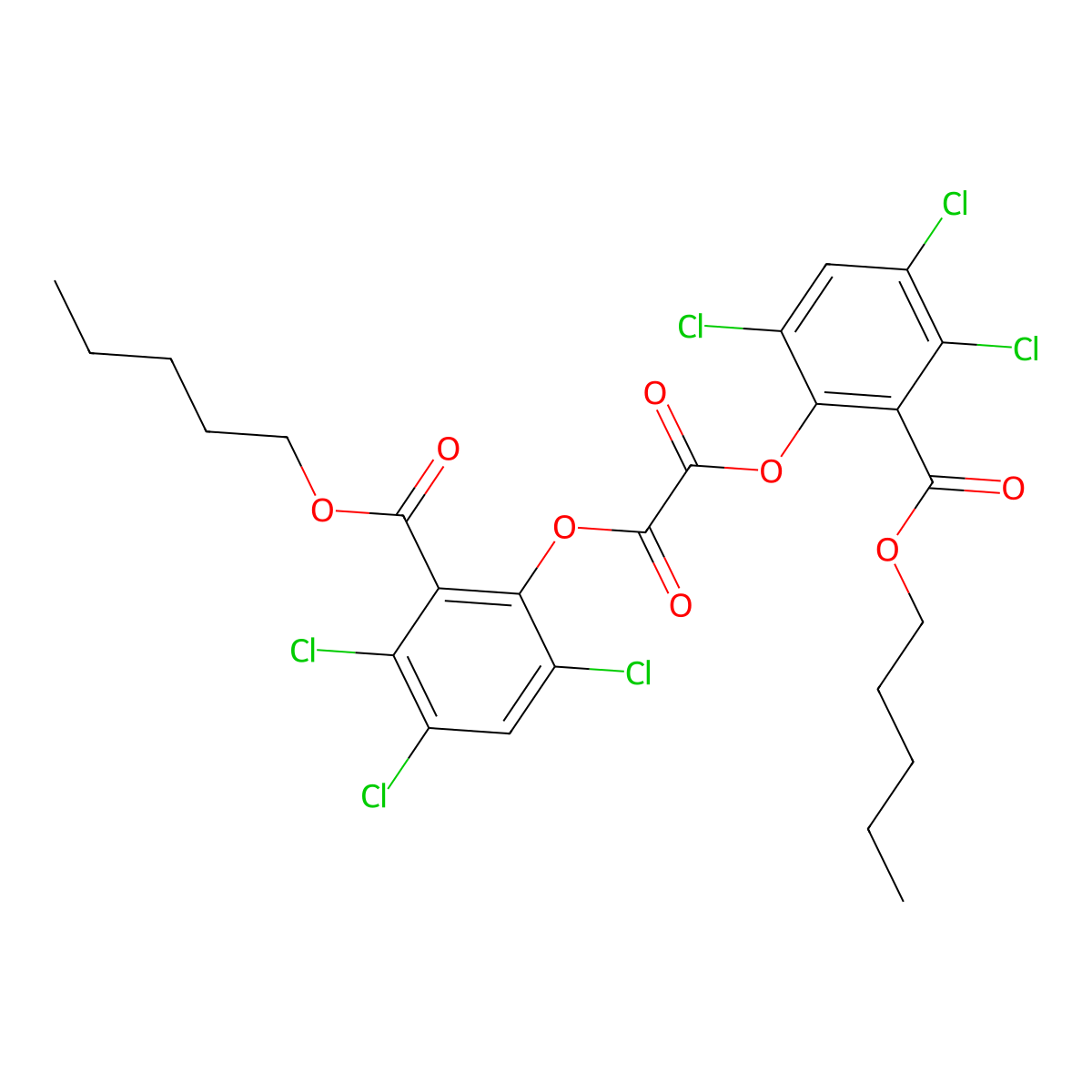 Bis(2,4,5-trichloro-6-carbopentoxyphenyl) oxalate molecular structure, CAS 30431-54-0