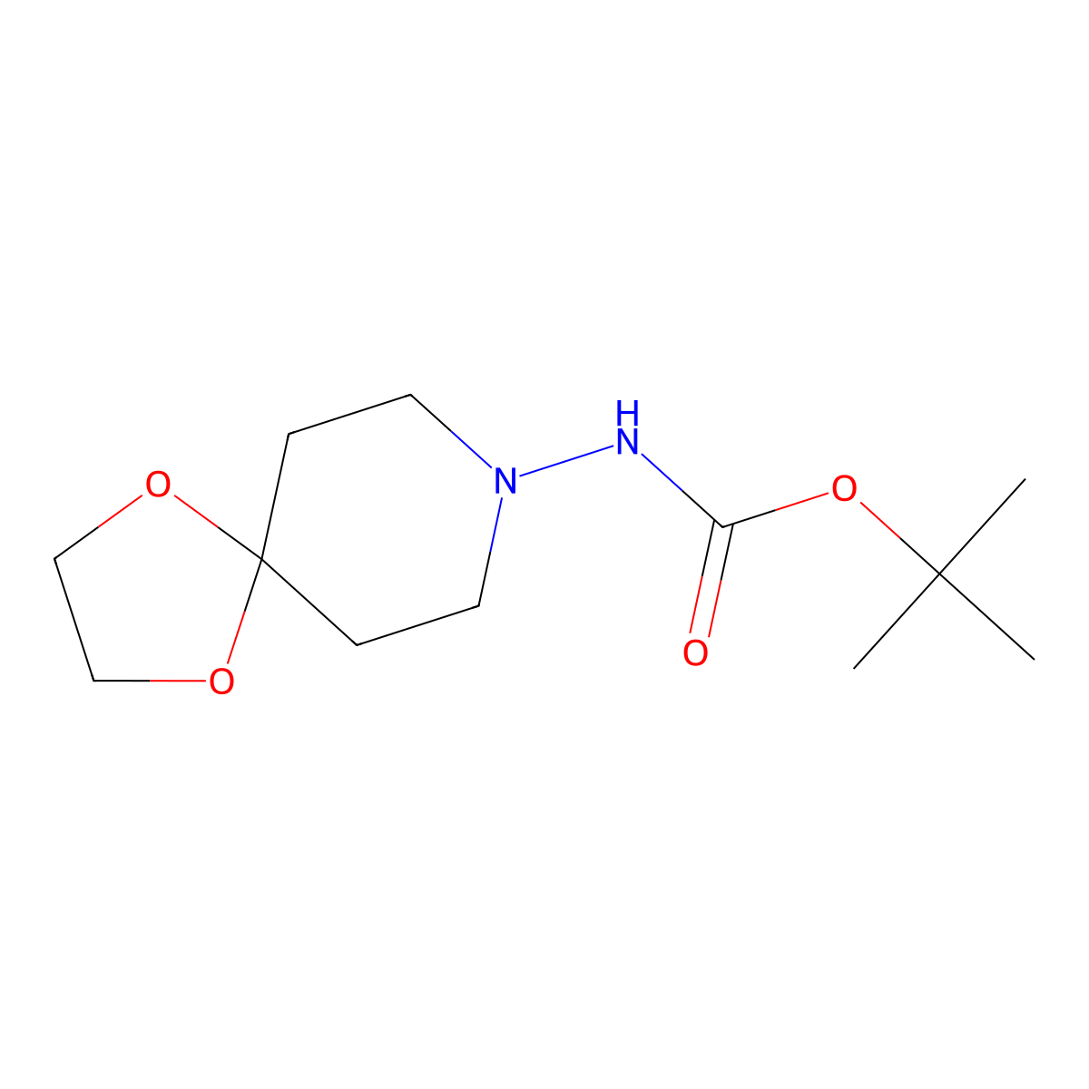 tert-Butyl (1,4-dioxa-8-azaspiro[4.5]decan-8-yl)carbamate molecular structure, CAS 3043611-31-7