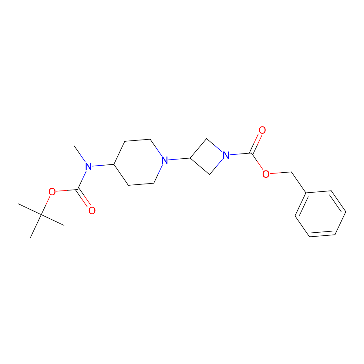 Benzyl 3-(4-((tert-butoxycarbonyl)(methyl)amino)piperidin-1-YL)azetidine-1-carboxylate molecular structure, CAS 3043651-58-4