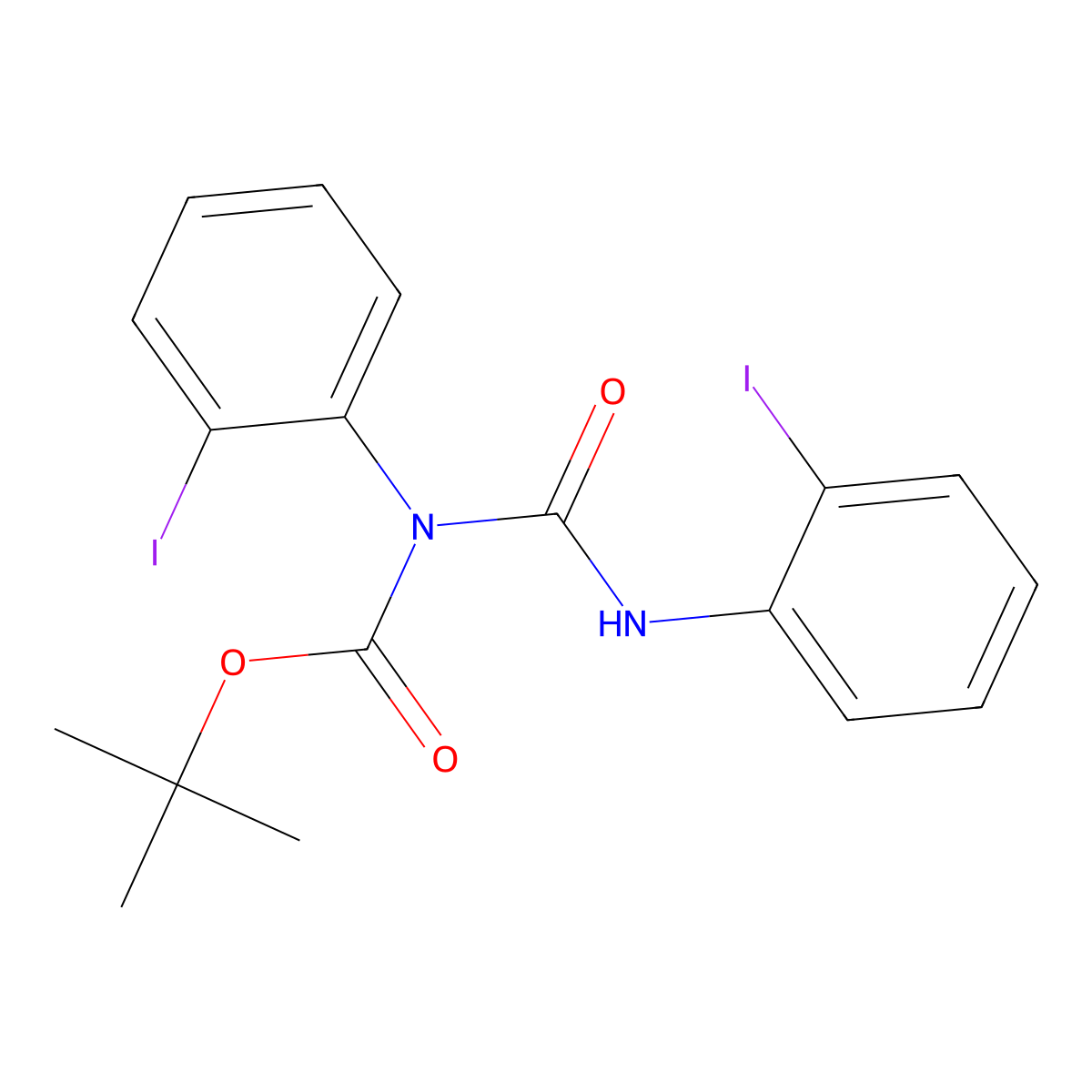 N-Boc-1,3-bis(2-iodophenyl)urea molecular structure, CAS 3043658-44-9