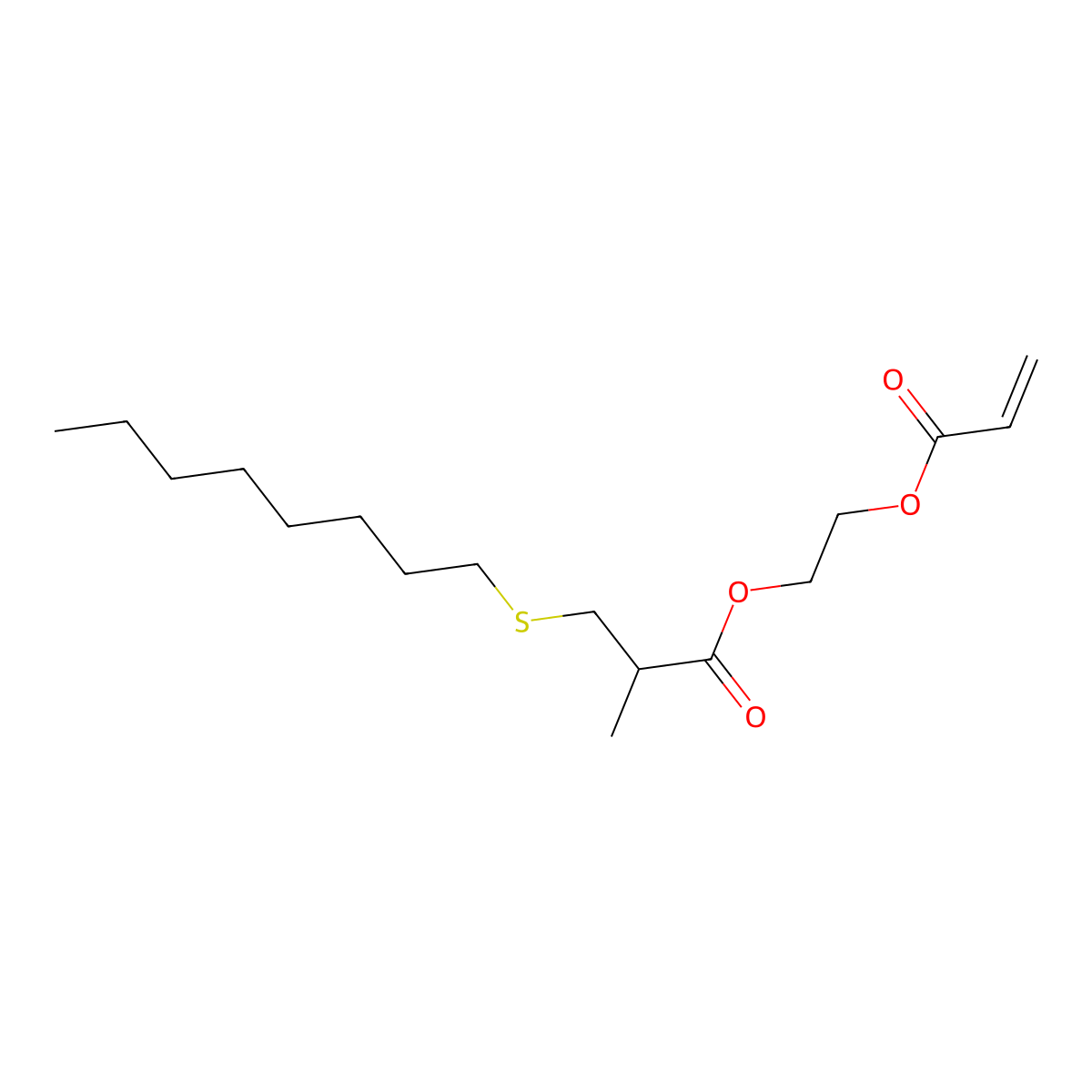 2-((2-Methyl-3-(octylthio)propanoyl)oxy)ethyl acrylate molecular structure, CAS 3043919-99-6